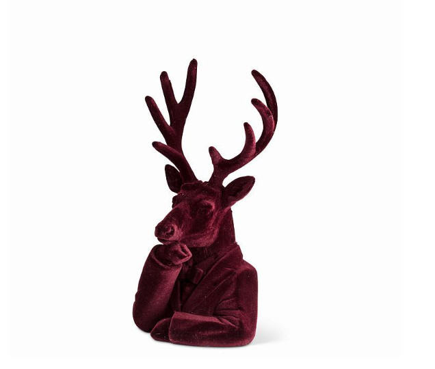 Stag Bust Burgundy Velvet