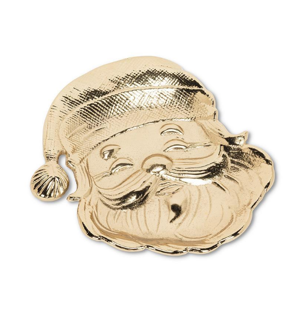 Gold Santa Head Flat Tray