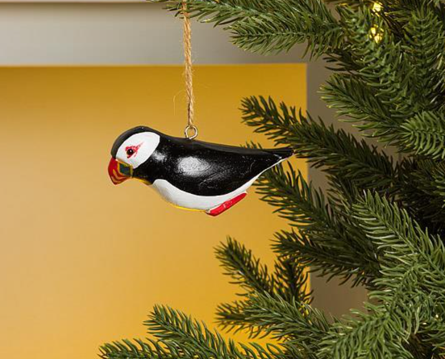 Carved Puffin Ornament