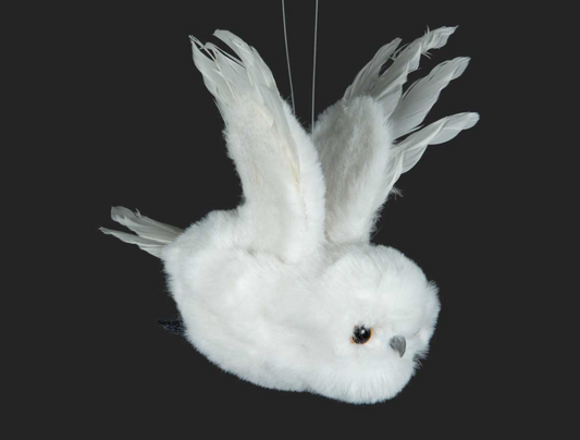 9" White Flying Owl Ornament