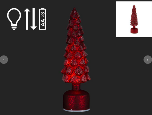 14" Red Rotating Glass Tree LED