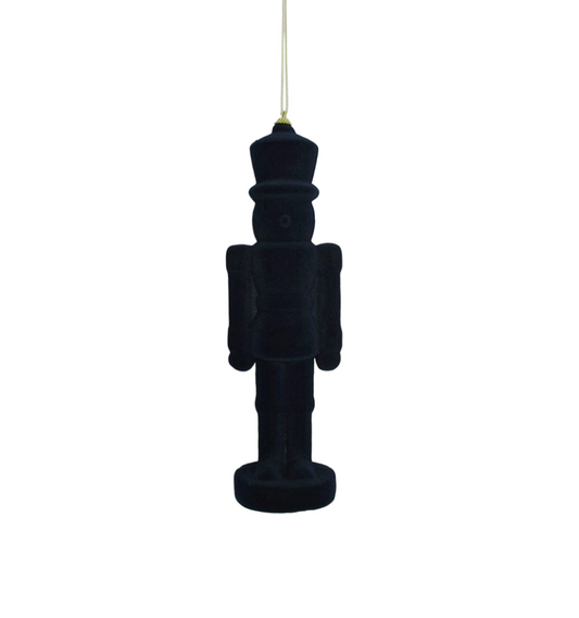 Flocked Navy Nutcracker Ornament