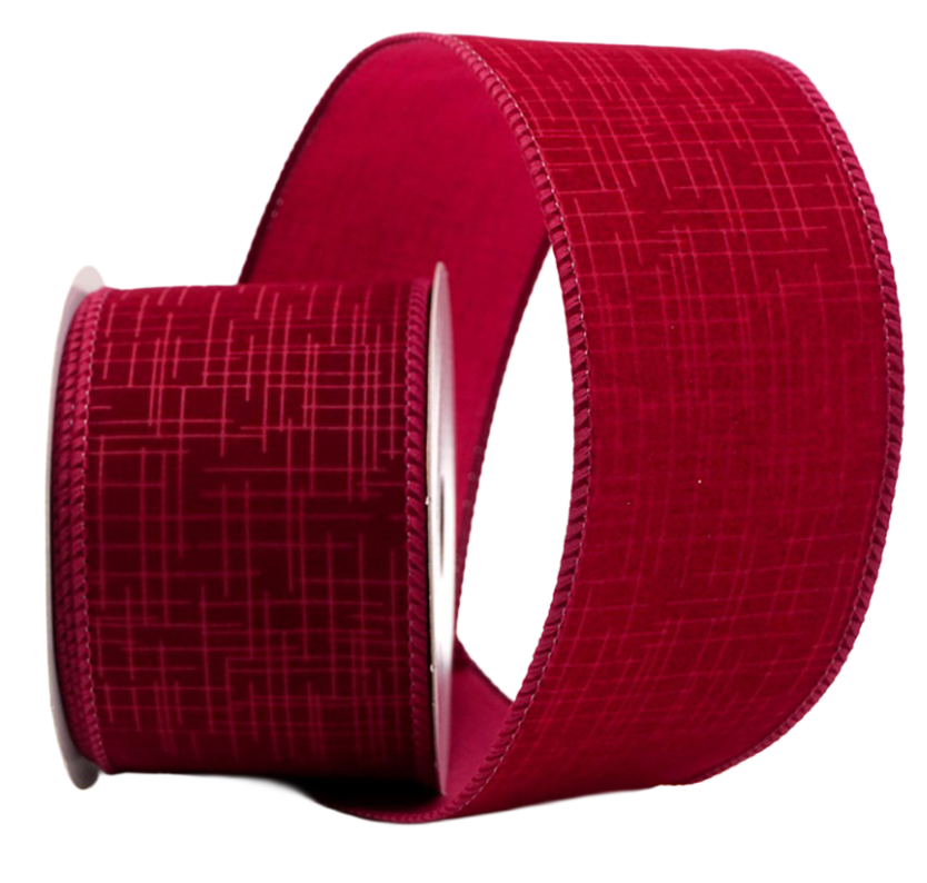 Dark Red Velvet Plaid Ribbon 2.5"X10YDS
