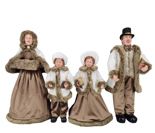 4PC Carolers Set Brown/Ivory