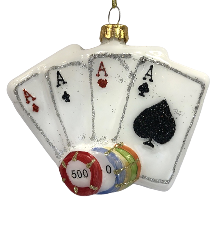 Glass Poker Cards Ornament