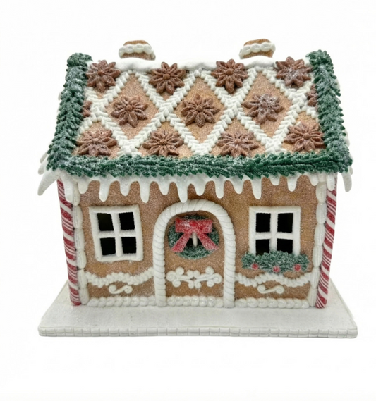LED Gingerbread Cottage W/Icing Roof
