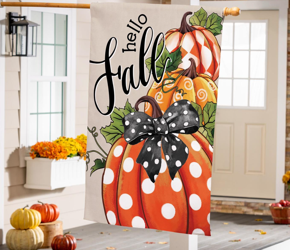 Patterned Pumpkins Burlap Flag