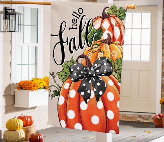 Patterned Pumpkins Burlap Flag