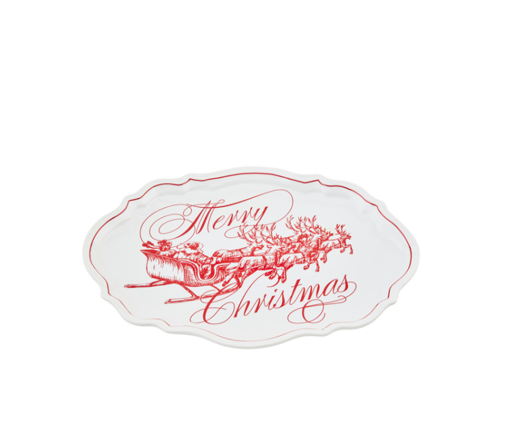 Merry Christmas Toile Platter