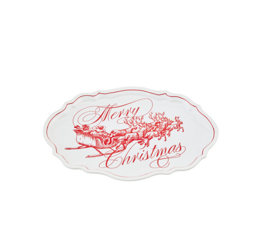Merry Christmas Toile Platter