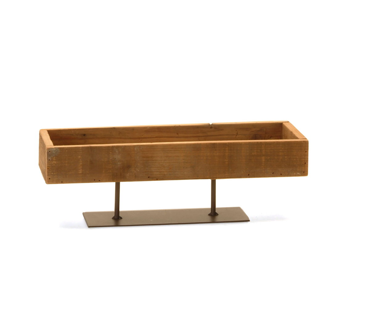 Rectangle Wooden Tray W/Metal Stand