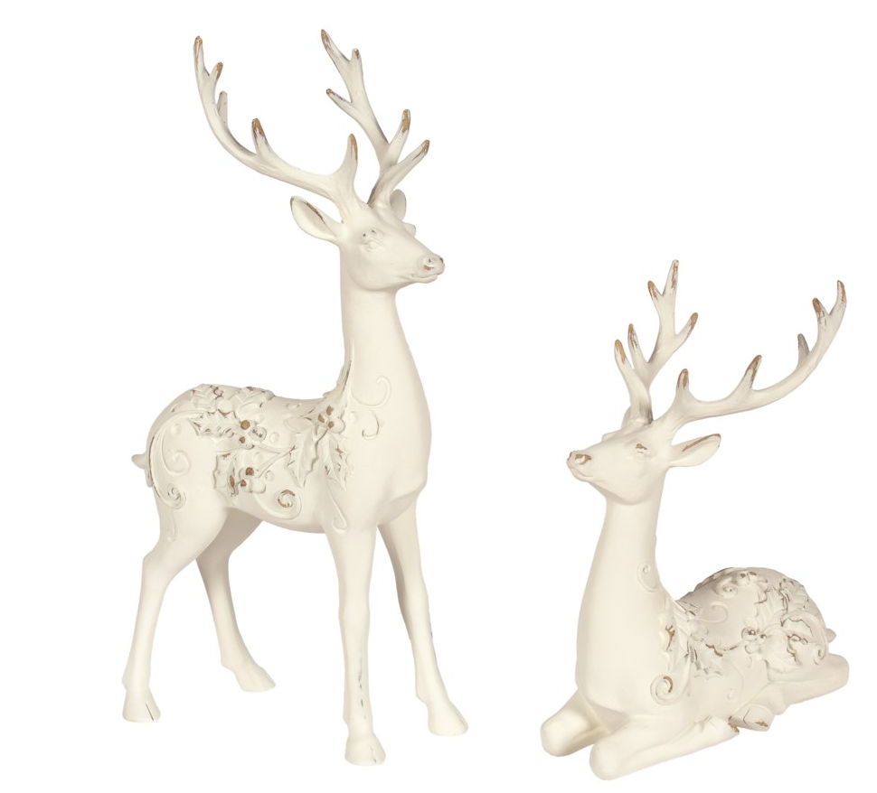 White Resin Deer Set/2
