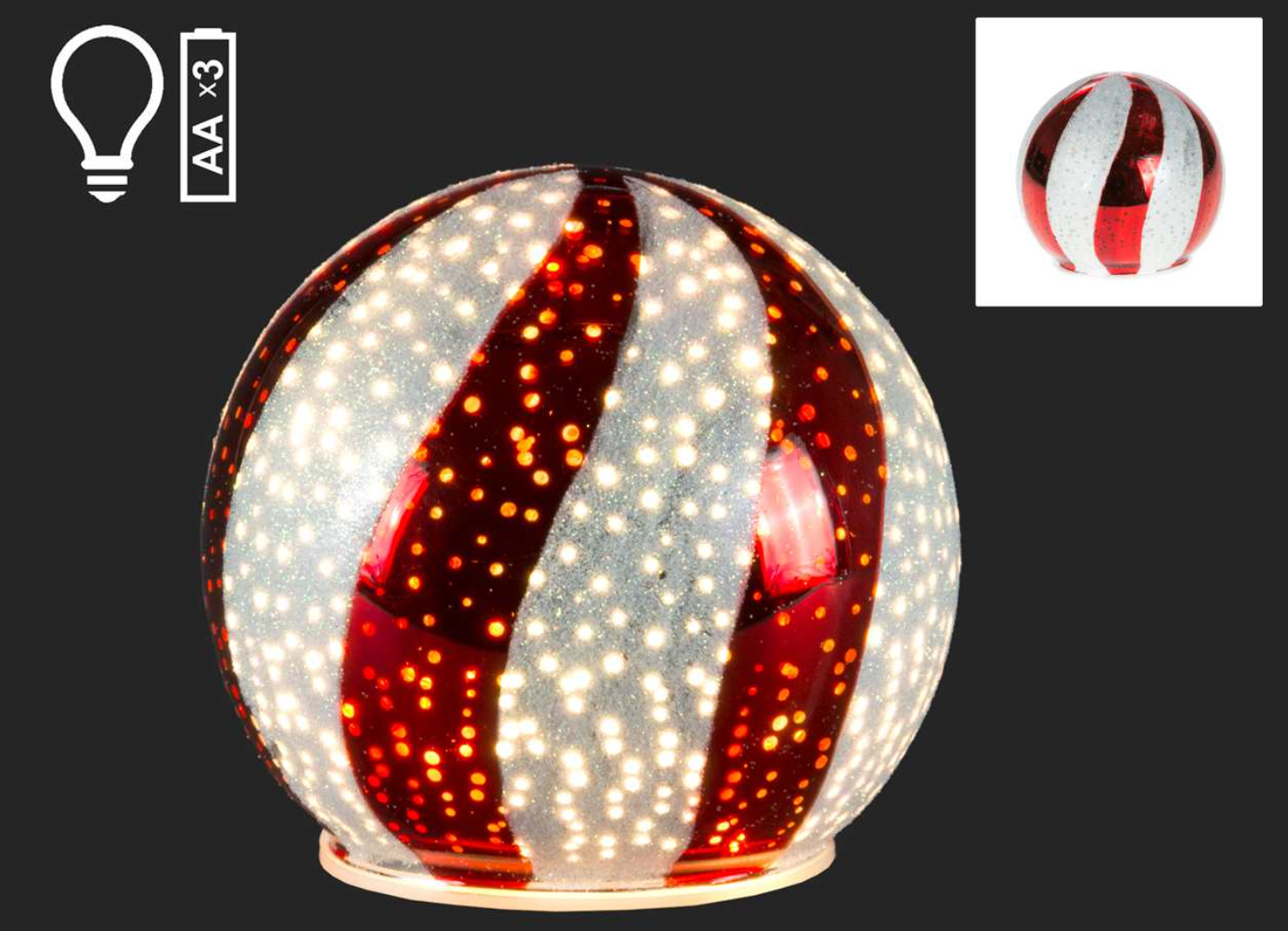 Peppermint Swirl LED Glass