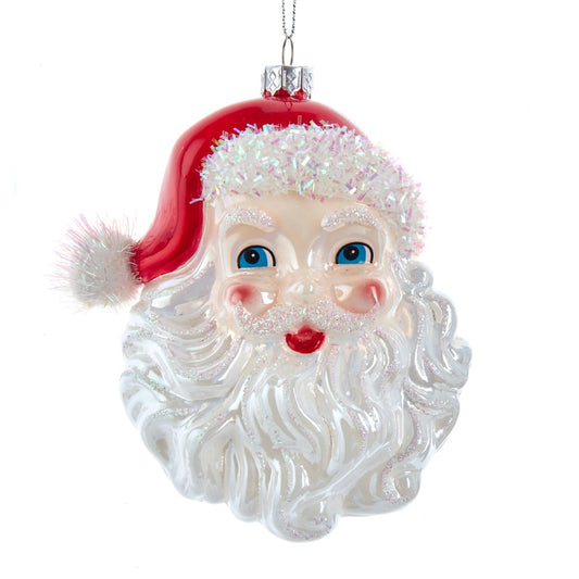 4.75" Glass Santa Face Ornament