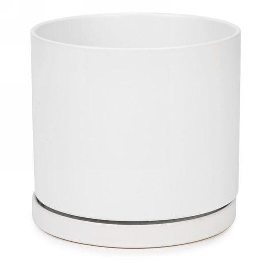 White Ceramic Pot W/Saucer