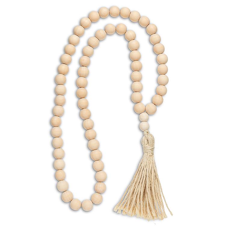 Natural Bead Loop W/Tassel 23"