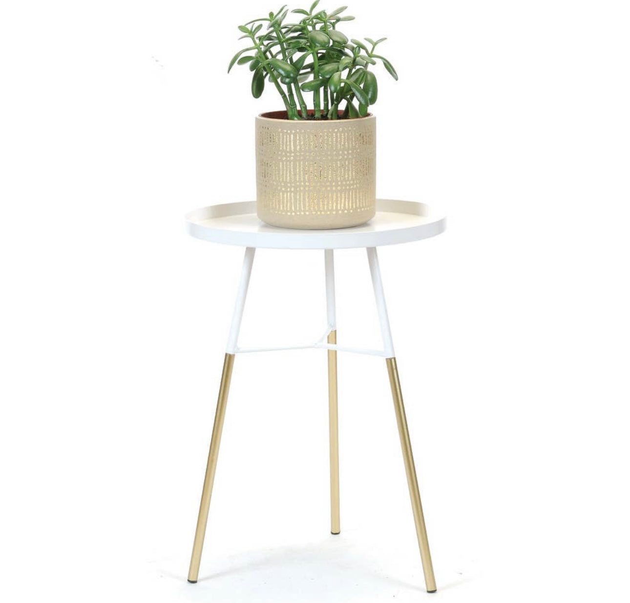 White & Gold Side Table